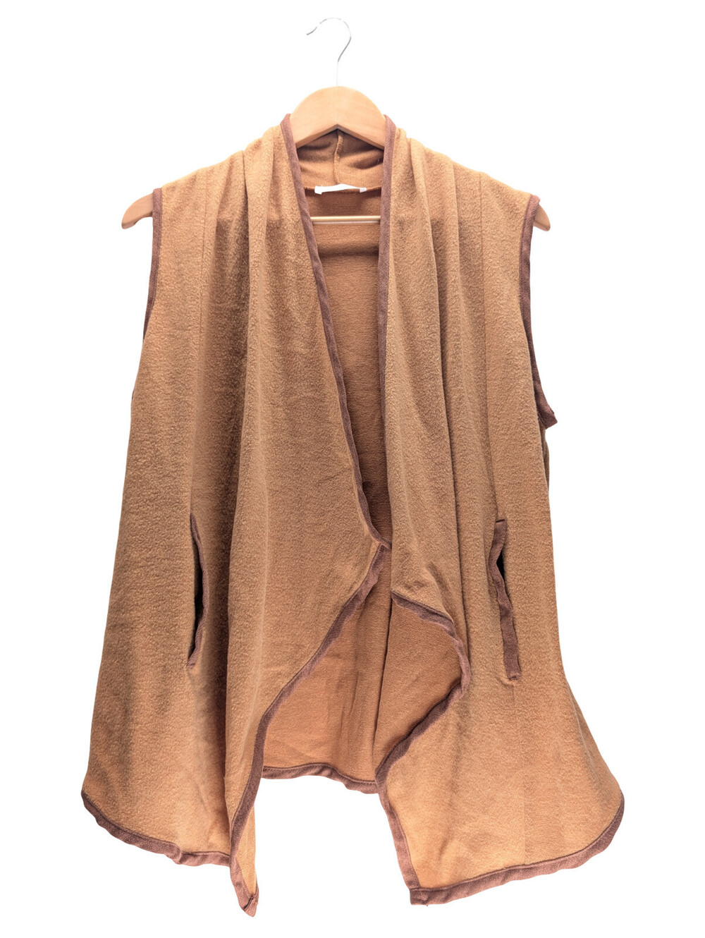 Ces Femme Vest Women Open Front Draped Sleeveless Mustard